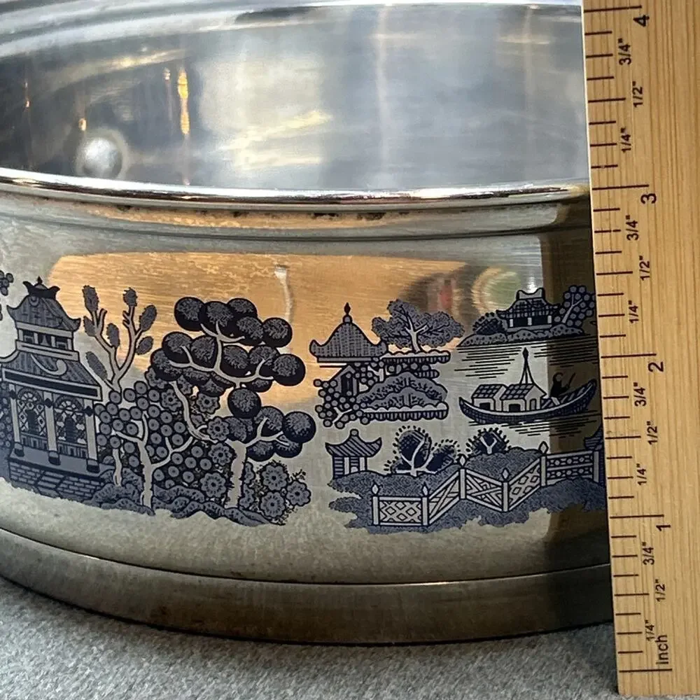Vintage Cuisine Cookware Blue Willow Stainless Steel Pot Casserole NO LID